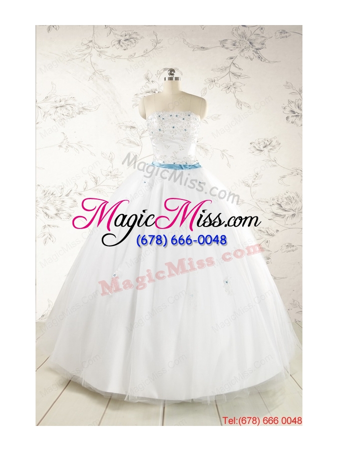wholesale appliques white cheap quinceanera dresses with wraps for 2015