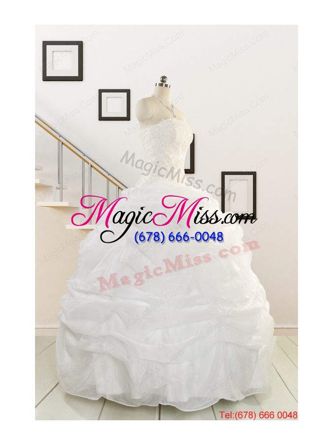 wholesale pretty white strapless 2015 quinceanera dresses with beading
