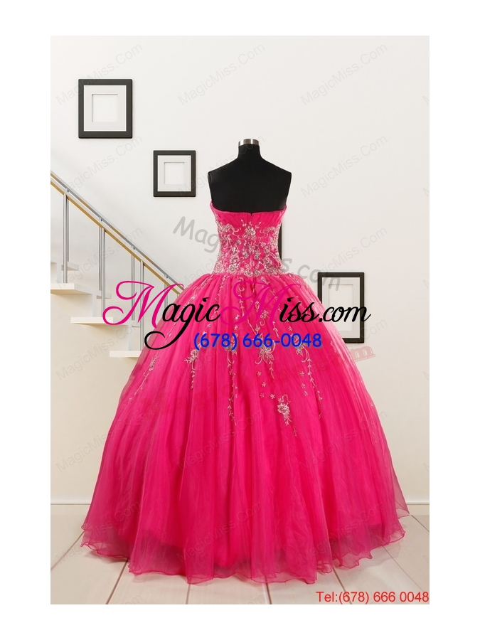 wholesale 2015 pretty sweetheart hot pink quinceanera dresses with beading
