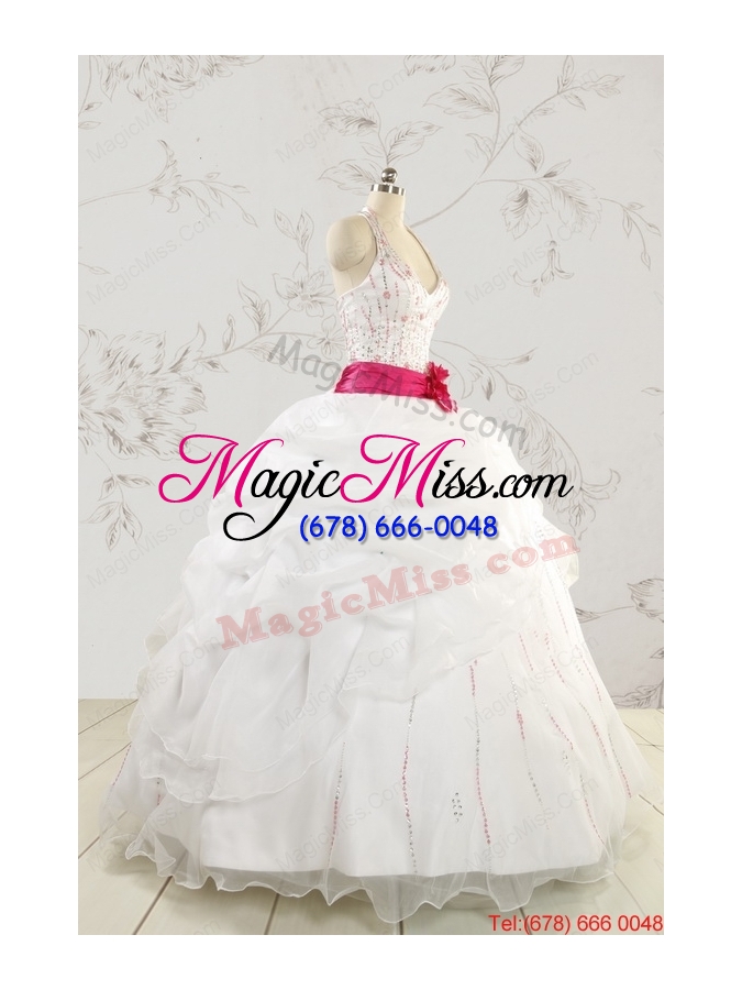 wholesale elegant halter belt beading white quinceanera dresses for 2015
