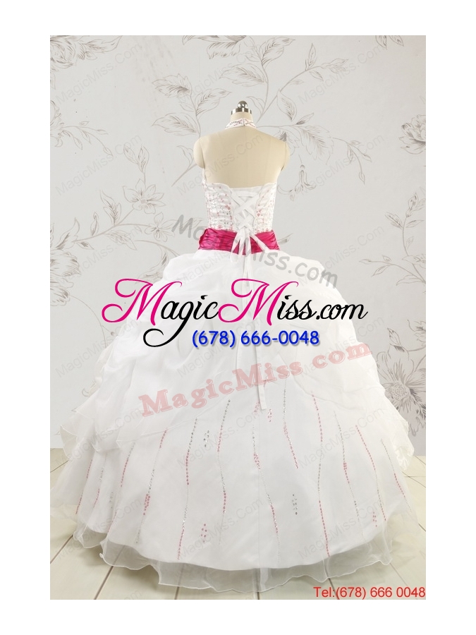 wholesale elegant halter belt beading white quinceanera dresses for 2015