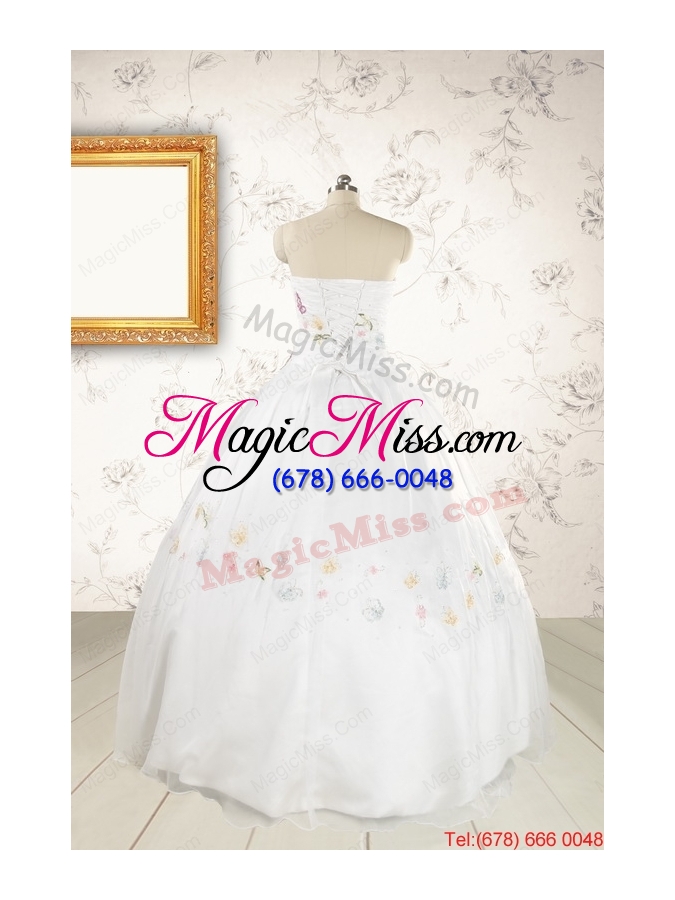 wholesale pretty white strapless embroidery 2015 sweet 16 dresses