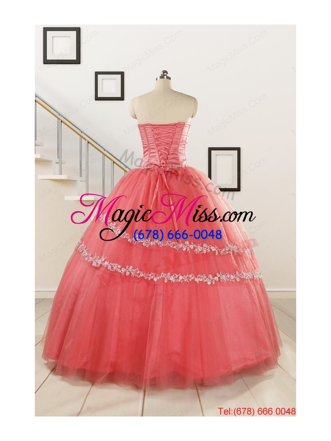 wholesale new style watermelon quinceanera dresses with beading for 2015
