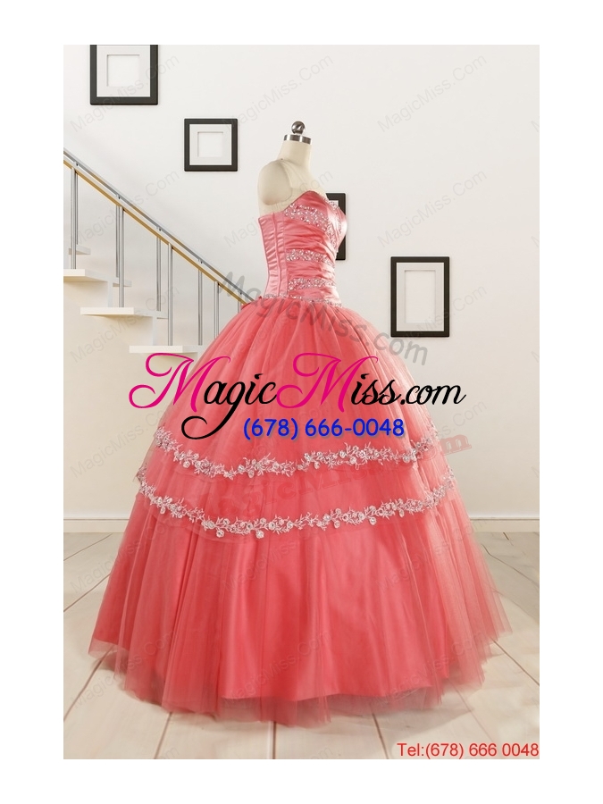 wholesale new style watermelon quinceanera dresses with beading for 2015