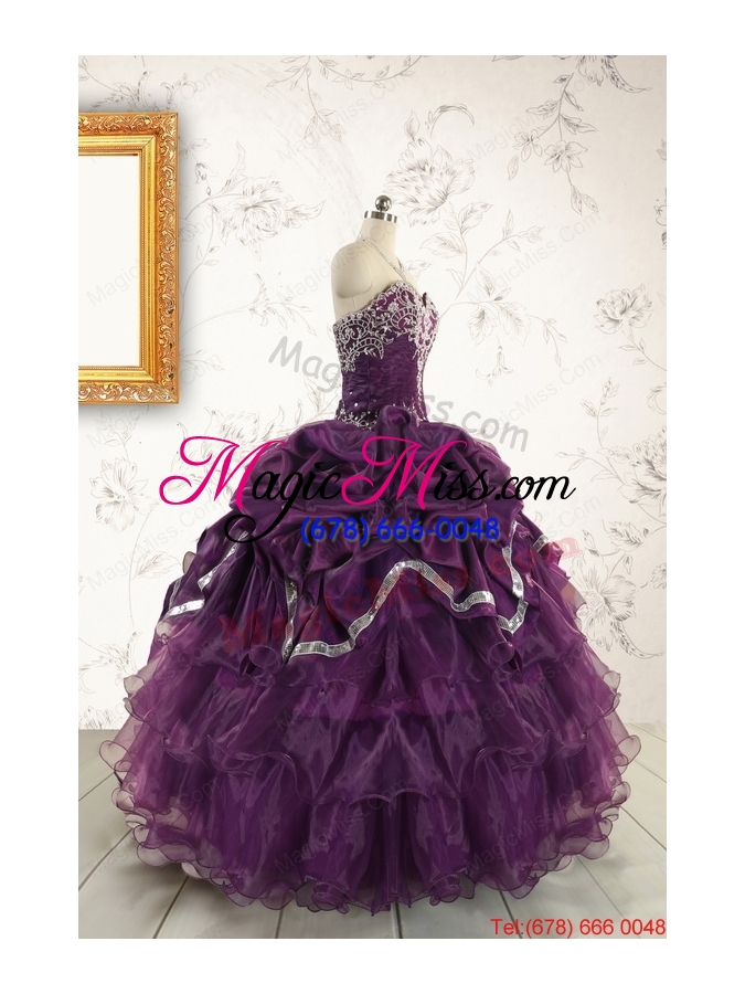wholesale pretty purple quinceanera dresses with appliques for 2015