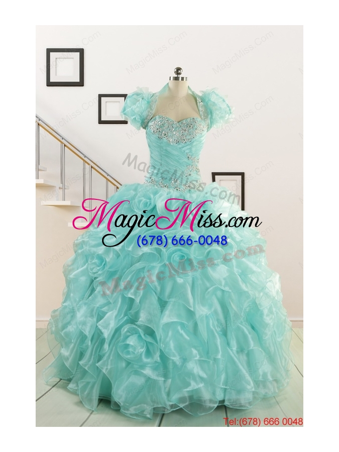 wholesale apple green quinceanera dresses with beading for 2015