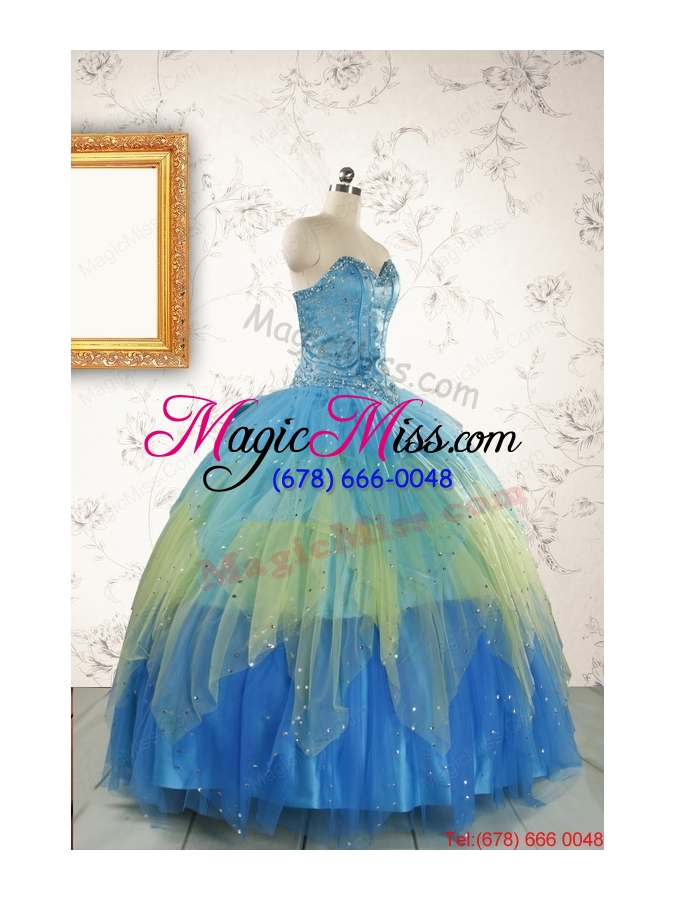 wholesale 2015 unique sweetheart beading quinceanera dresses in multi-color