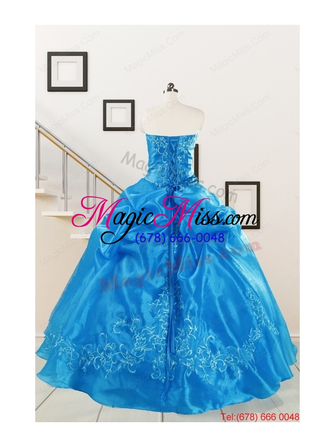 wholesale classical baby blue quinceanera dresses with embroidery for 2015