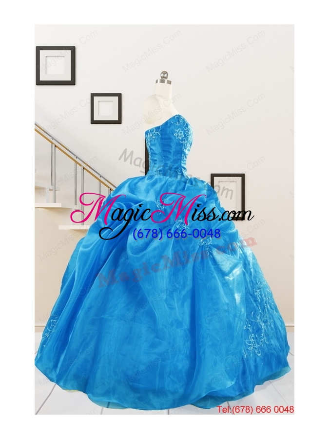 wholesale classical baby blue quinceanera dresses with embroidery for 2015