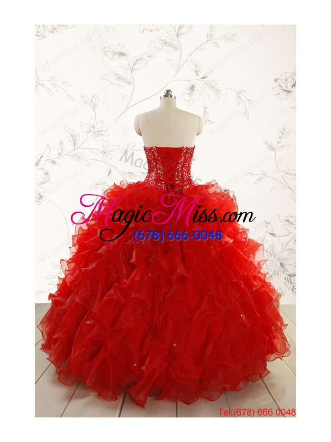 wholesale 2015 most popular red quinceanera dresses with beading