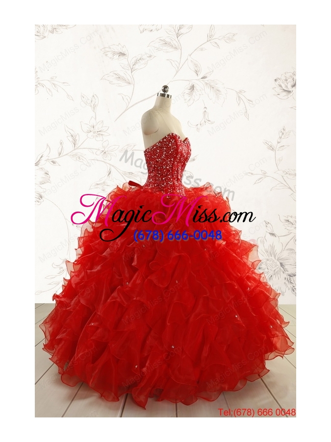 wholesale 2015 most popular red quinceanera dresses with beading