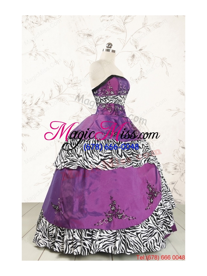 wholesale unique purple quinceanera dresses with embroidery and zebra