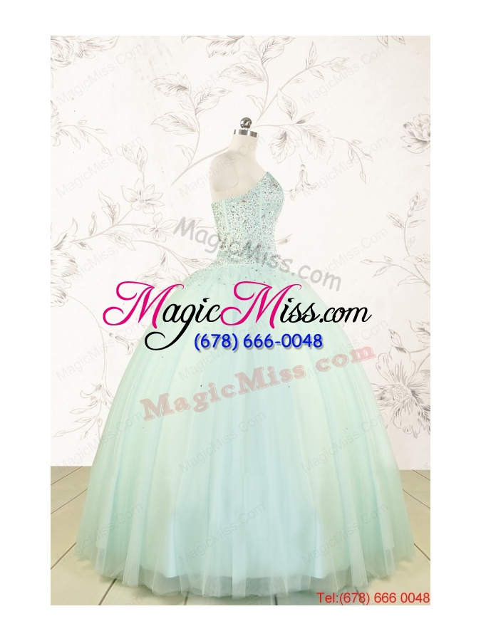 wholesale cheap 2015 light blue sweet 15 dresses with beading