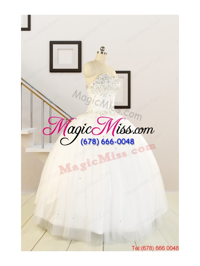 wholesale 2015 white elegant quinceanera dresses with beading