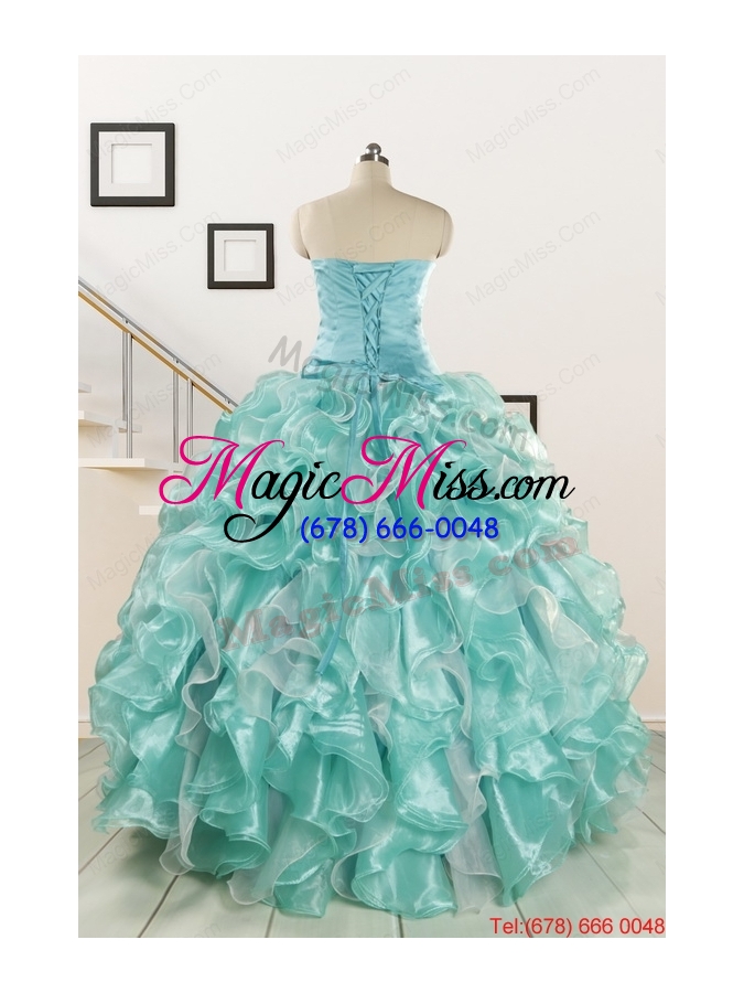 wholesale 2015 beautiful beading quinceanera dresses in apple green