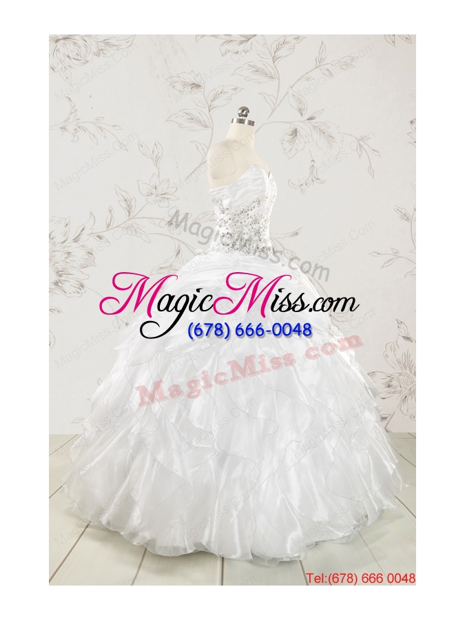 wholesale classical white quinceanera dresses with beading and ruffles