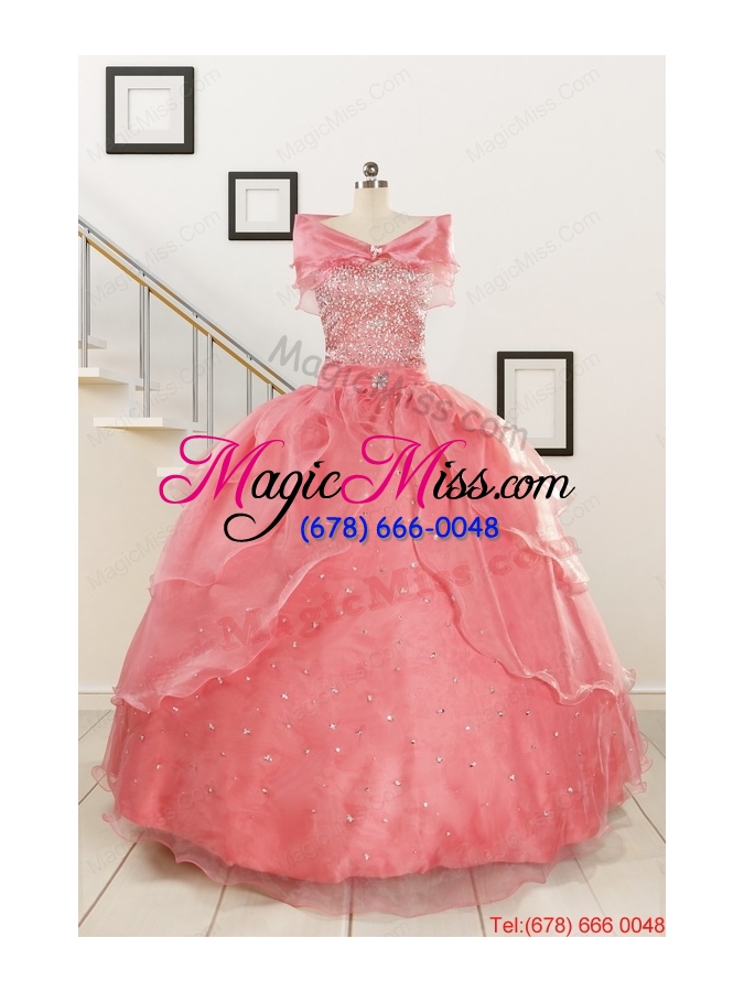 wholesale watermelon sweetheart beading appliques ball gown sweet 16 dresses