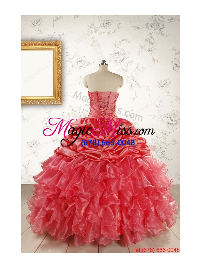 wholesale luxurious sweetheart beading quinceanera dresses in watermelon