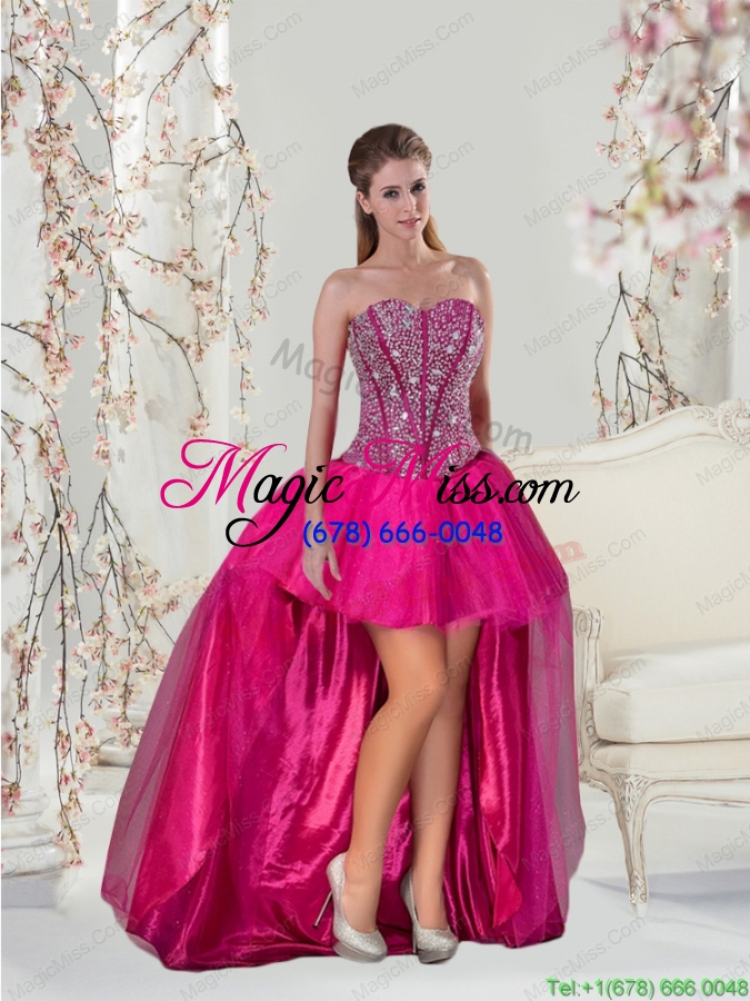 wholesale the brand new style beading and ruffles fuchsia dama dress for 2015