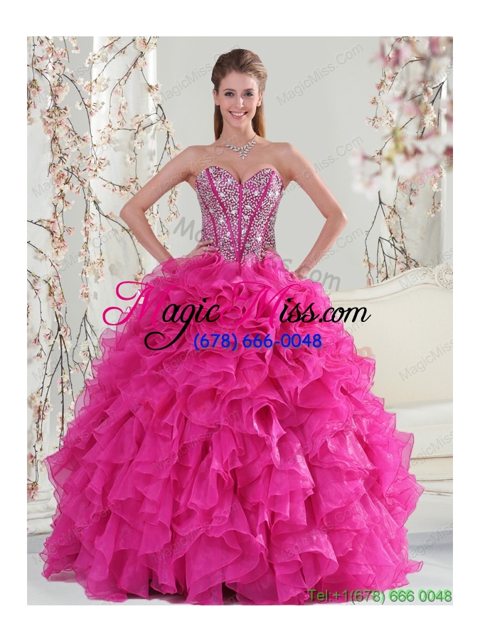 wholesale the brand new style beading and ruffles fuchsia dama dress for 2015