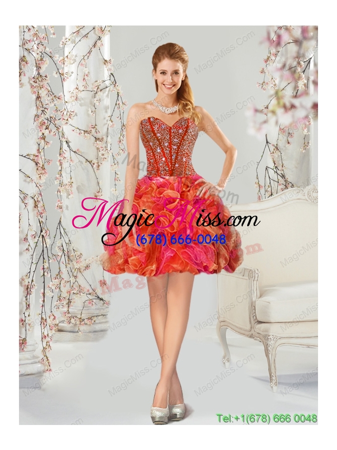 wholesale new style beading and ruffles multi-color quinceanera dresses for 2015