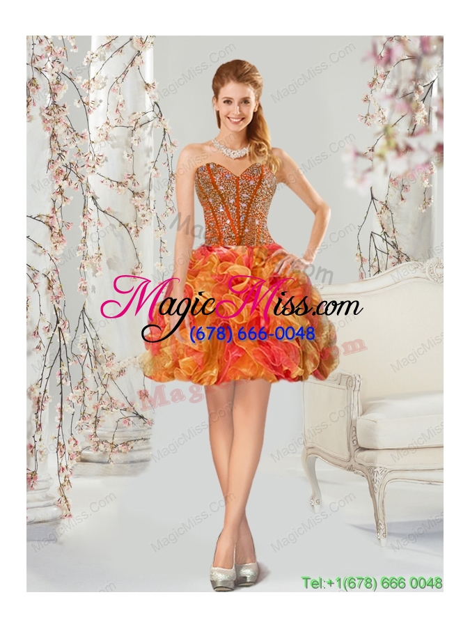 wholesale new style beading and ruffles multi-color quinceanera dresses for 2015