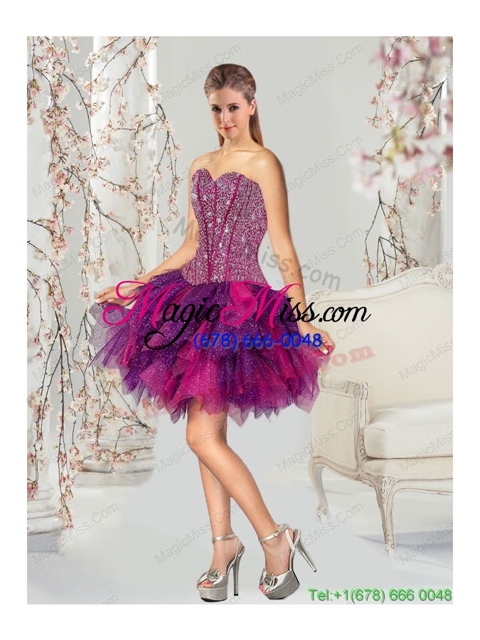 wholesale detachable multi-color sweet 16 dresses with beading and ruffles for 2015