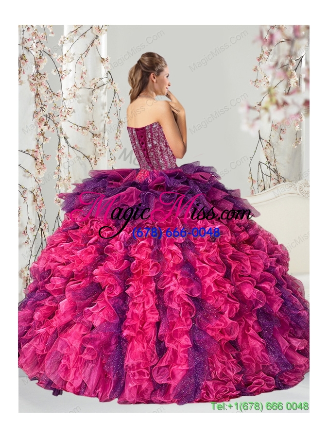 wholesale 2015 fashionable multi-color dama dress with beading and ruffles