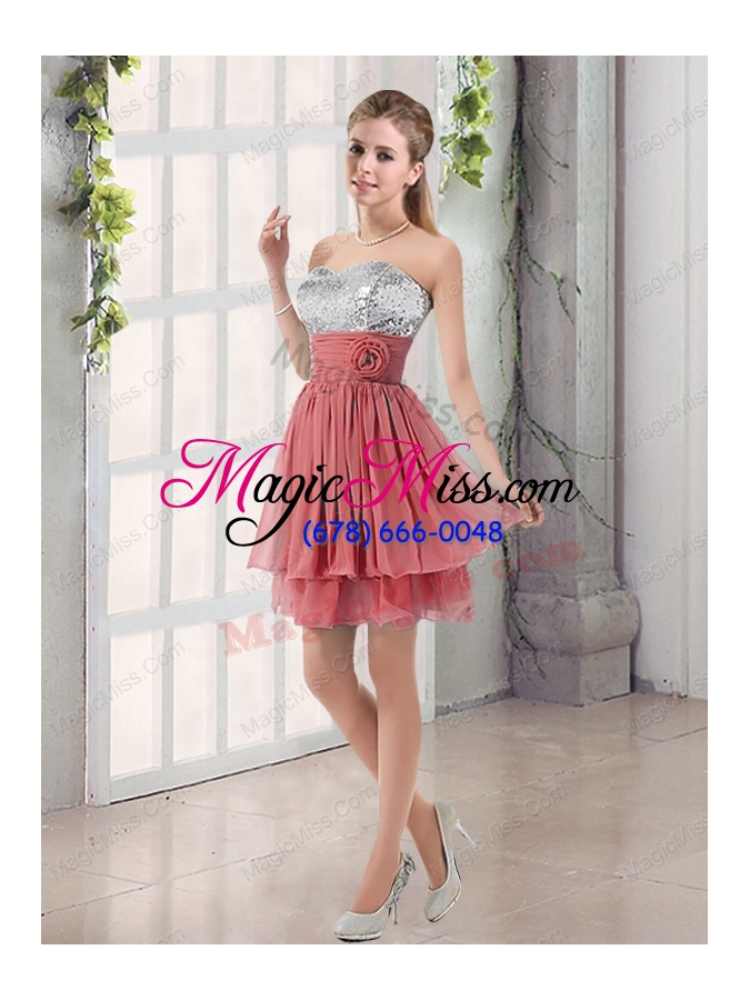 wholesale sweetheart a line prom dresses with sequins and handle made flowers