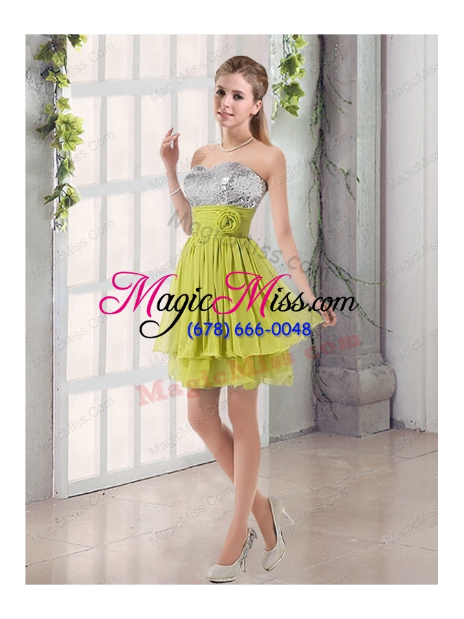 wholesale sweetheart a line prom dresses with sequins and handle made flowers