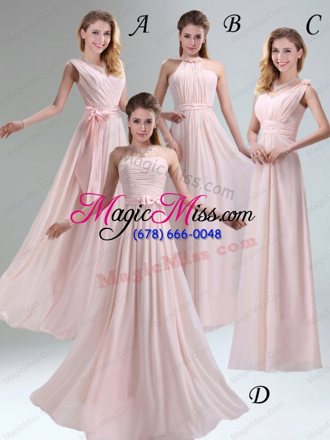 wholesale 2015 most popular light pink empire prom dresses with bowknot belt
