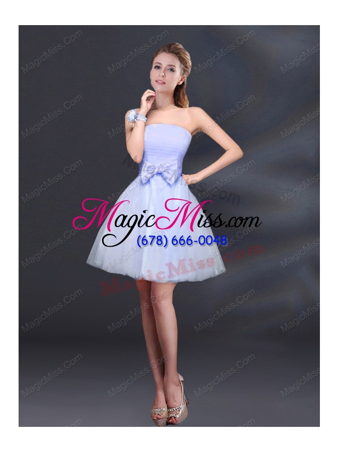 wholesale 2015 bowknot a line strapless prom dresses with lace up