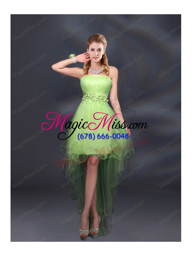 wholesale appliques and ruffles a line strapless prom dresses
