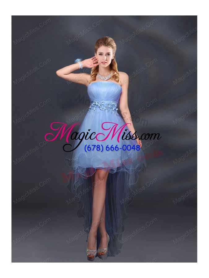 wholesale appliques and ruffles a line strapless prom dresses