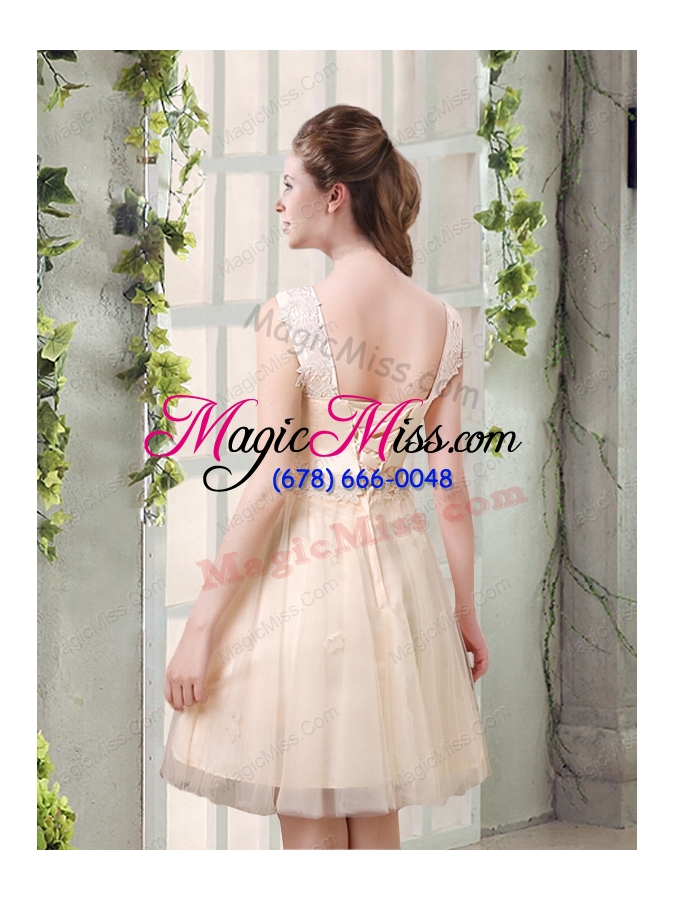 wholesale straps a line champagne prom dresses with appliques