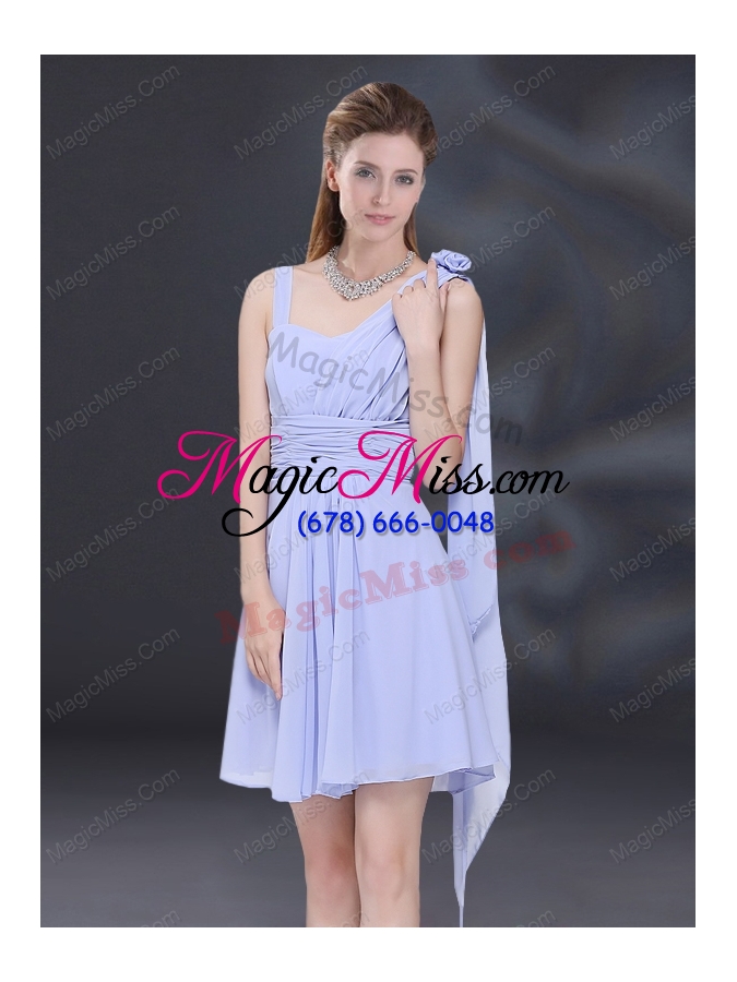 wholesale chiffon ruching 2015 lavender prom dresses with one shoulder