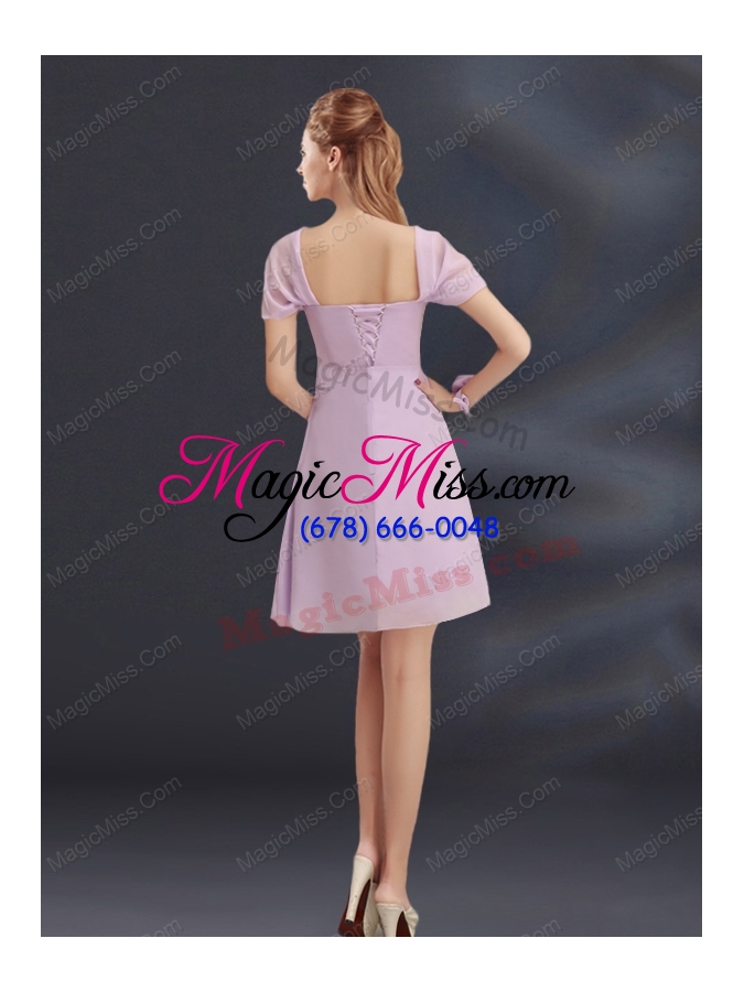 wholesale a line square ruhing mother of the bride dresses with cap sleeves