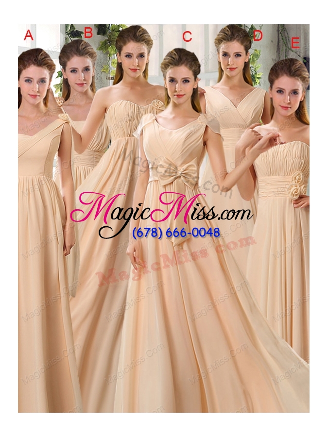 wholesale scoop ruching cap sleeves chiffon mother of the bride dresses in champagne
