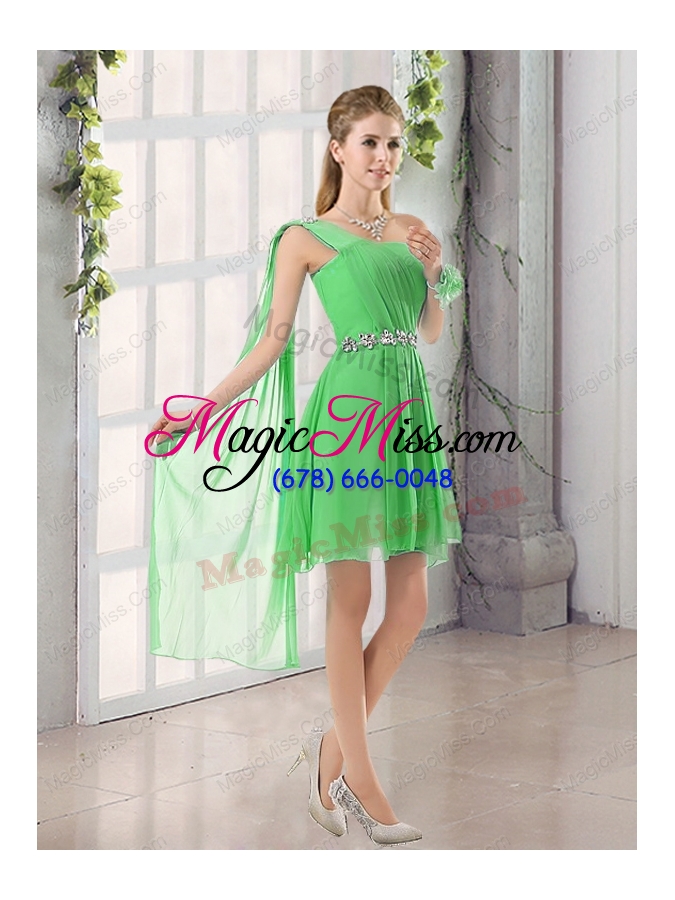 wholesale one shoulder a line beading and ruching prom dresses with lace up