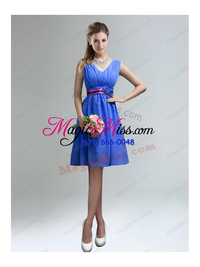 wholesale elegant v-neck ruched prom dresses with belt for sale