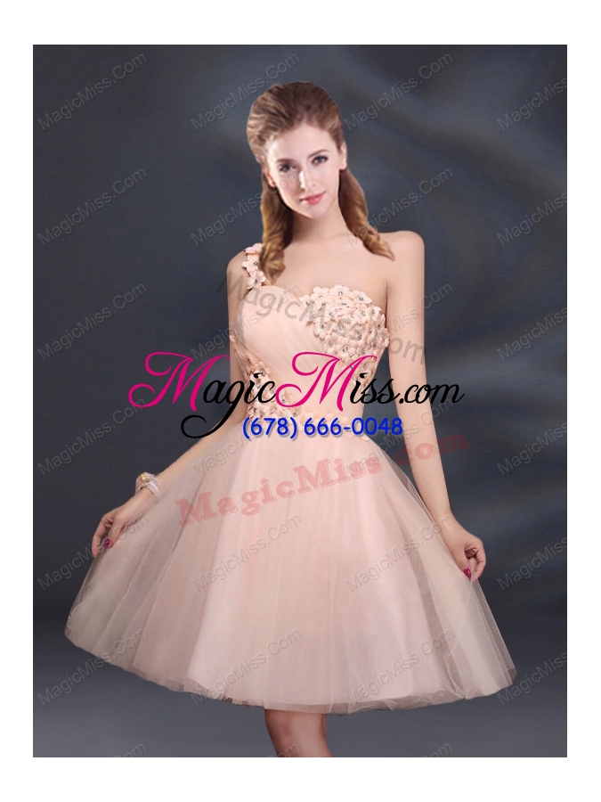 wholesale sweet one shoulder a line appliques 2015 prom dresses