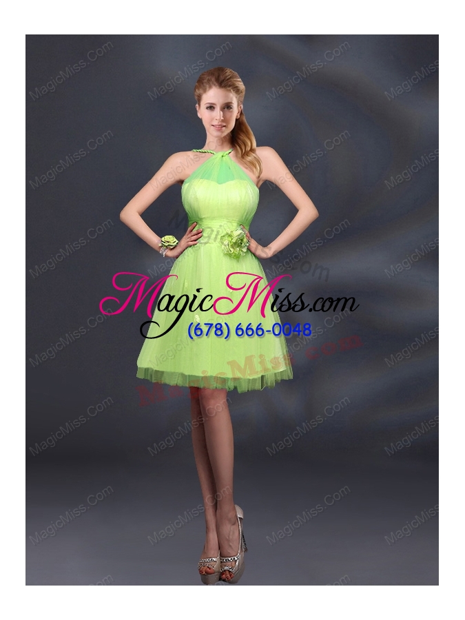 wholesale pretty halter a line prom dresses with hand made flowers