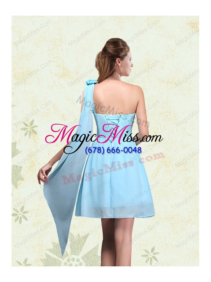 wholesale 2015 elegant ruching one shoulder chiffon prom dresses