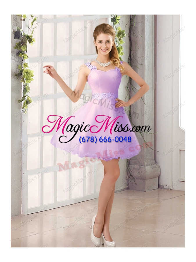 wholesale 2015 decent straps appliques prom dresses with mini length