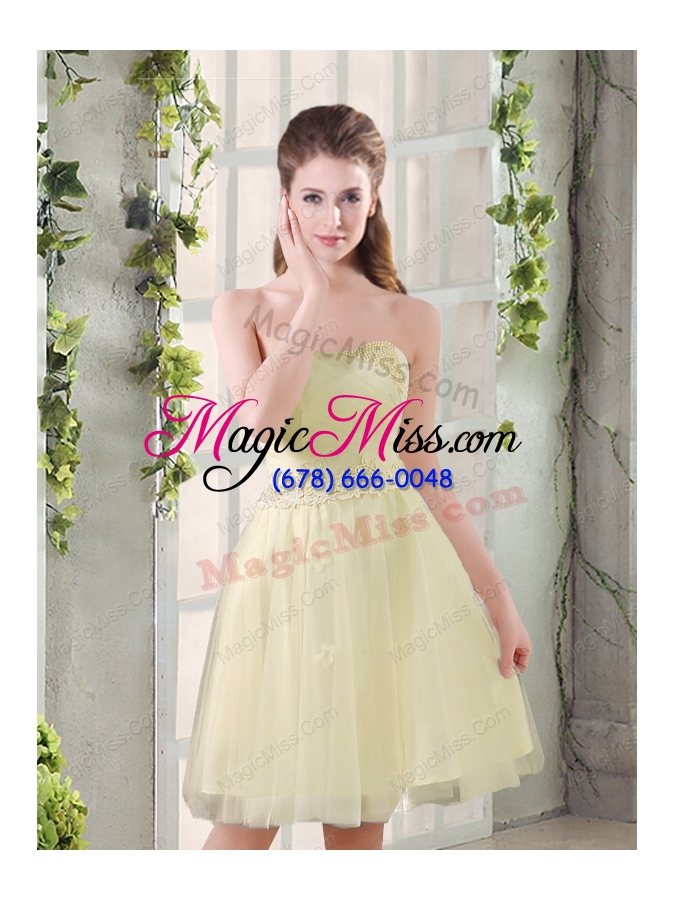wholesale sweetheart a line appliques champagne  prom dresses for 2015