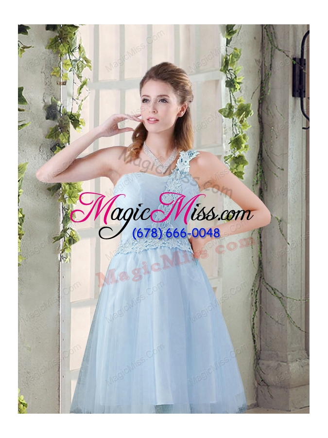 wholesale popular a line appliques prom dresses with one shoulder