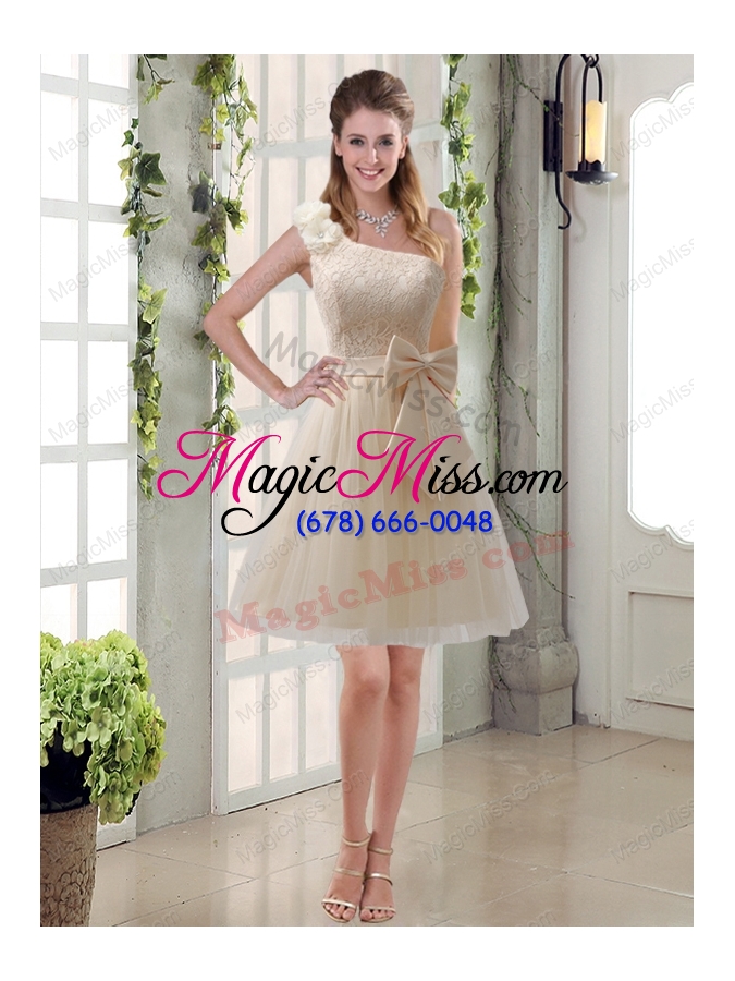 wholesale elegant princess mini length lace prom dresses with bowknot