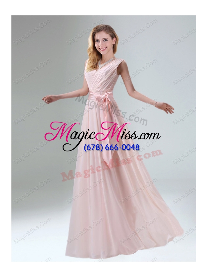 wholesale most beautiful chiffon light pink empire prom dresses with ruching