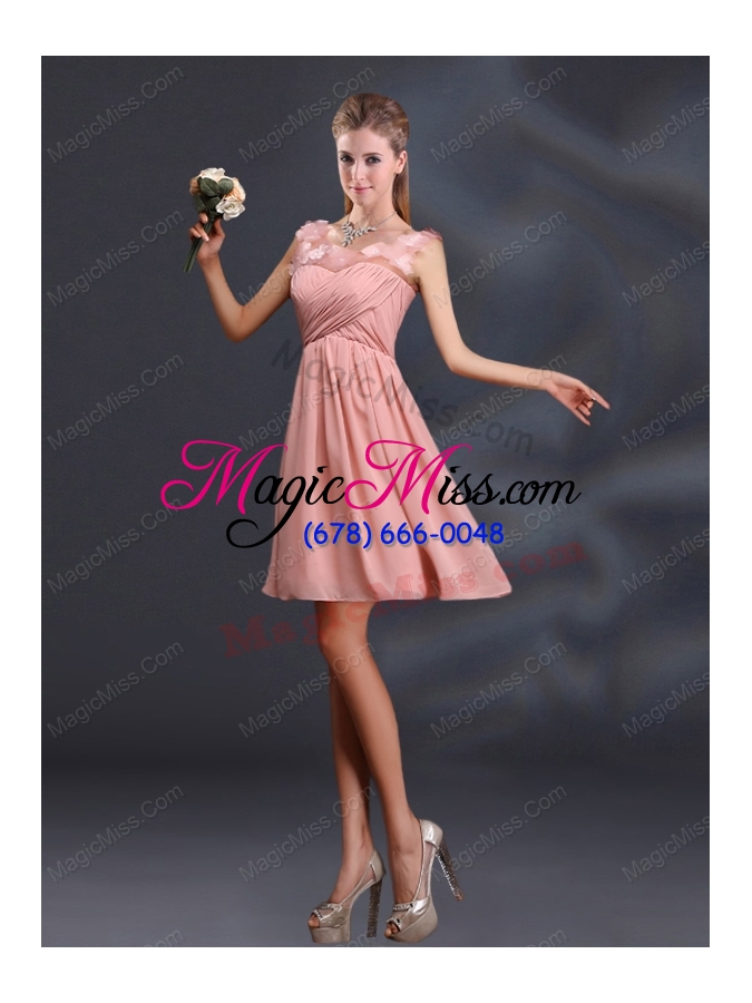wholesale bateau a line prom dresses with appliques and ruching