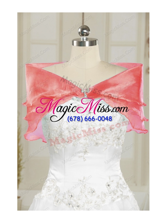 wholesale 2015 popular watermelon quinceanera dresses with strapless